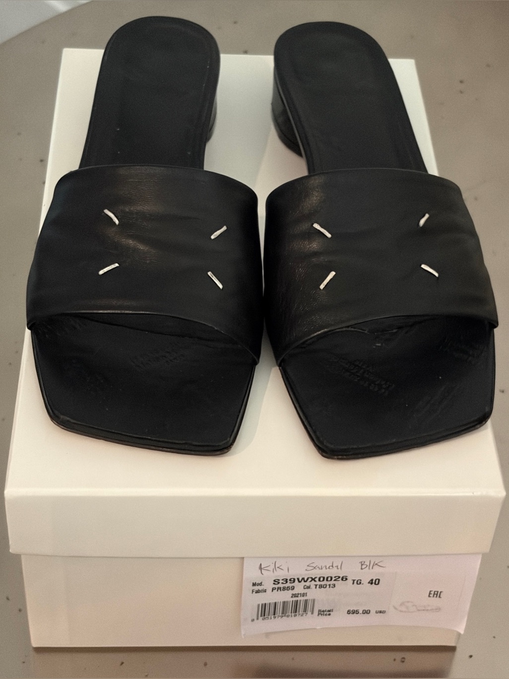 Maison Margiela Stitch Leather Sandal In Black Size 40